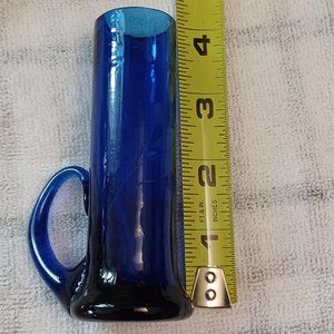 Etched Cobalt Blue Bud Vase